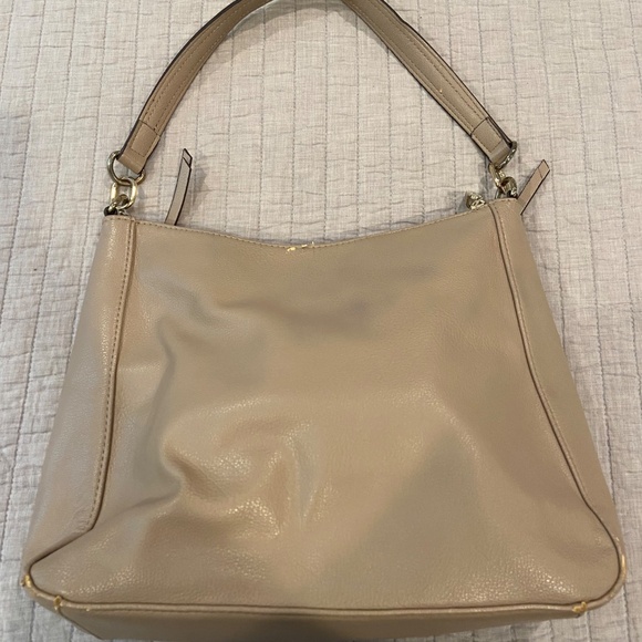 Anne Klein Light Taupe Faux Leather Shoulder Bag with Gold-Toned Hardware - Picture 9 of 13